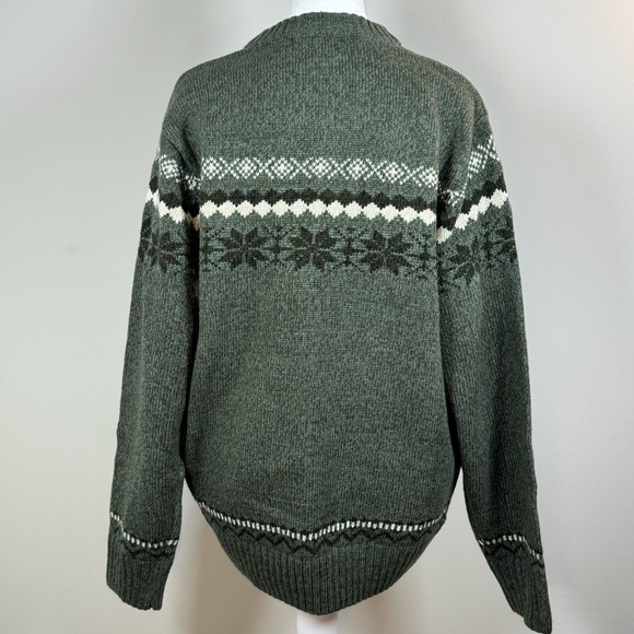 Jeep Men’s Fair Isle Sweater Forest Green Wool Blend Size Large Vintage-Style - Picture 10 of 12
